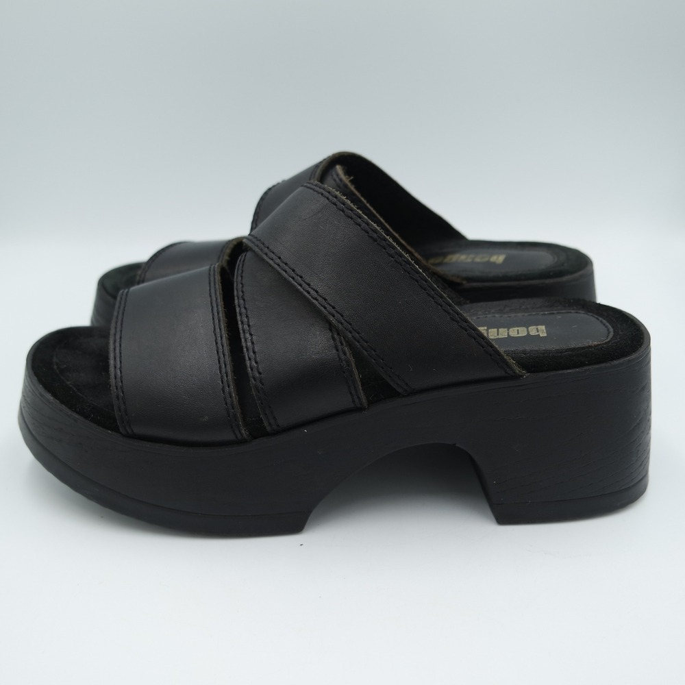 Bongo Vintage 90s Black Leather Platform Sandals Made in Brazil 7M Y2K Bratz